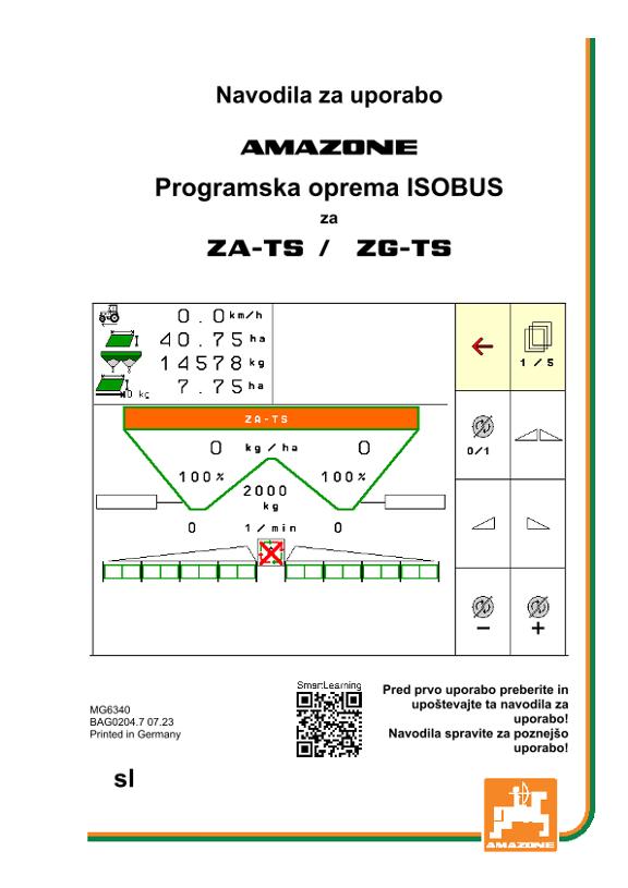 Navodila za uporabo ISOBUS SOFTWARE ZA-TS / ZG-TS