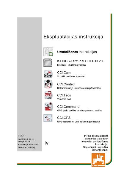 Ekspluatācijas instrukcija CCI ISOBUS TERMINAL 
