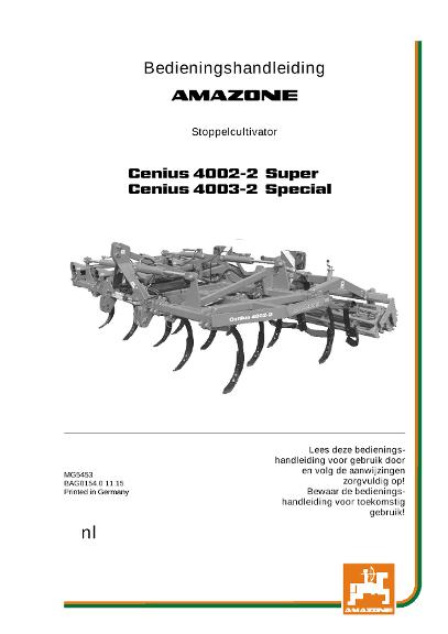 Bedieningshandleiding CENIUS 4002-2 SUPER / 4003-2 SPECIAL 