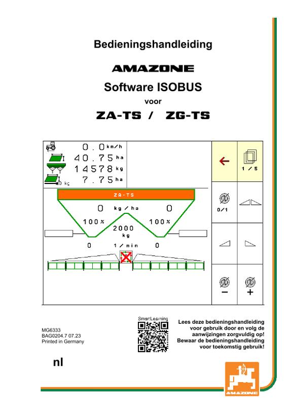 Bedieningshandleiding ISOBUS SOFTWARE NW ZA-TS / ZG-TS