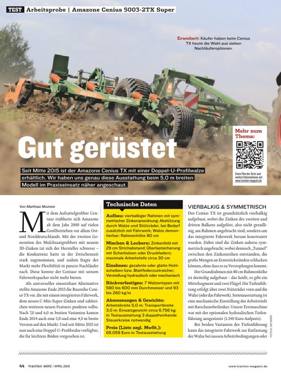 Arbeitsprobe Testbericht Cenius-5003-2TX traction März-April 2016