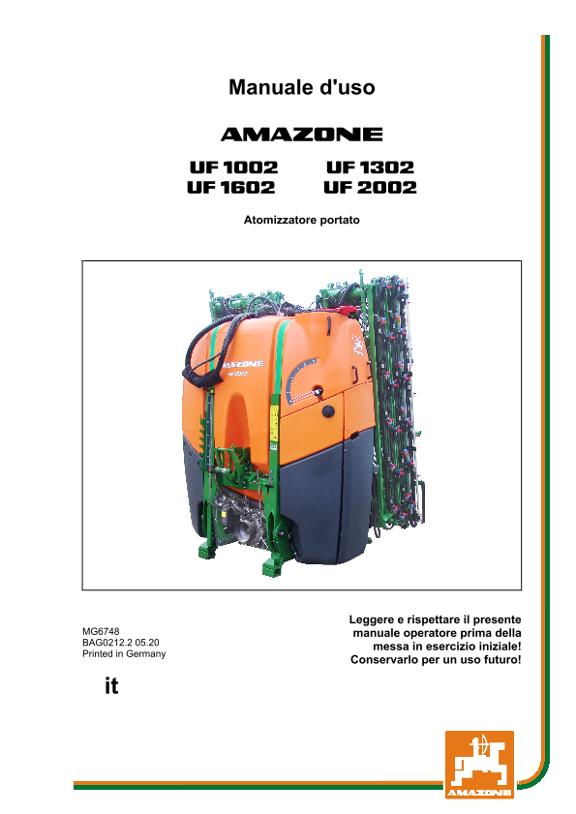 Manuale die intruzioni UF 1002/1302/1602/2002 