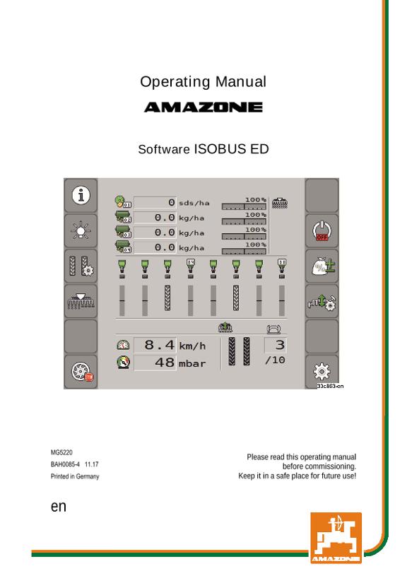 Operation manual ISOBUS SOFTWARE ED