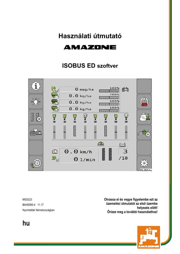 Kezelési útmutató ISOBUS SOFTWARE ED