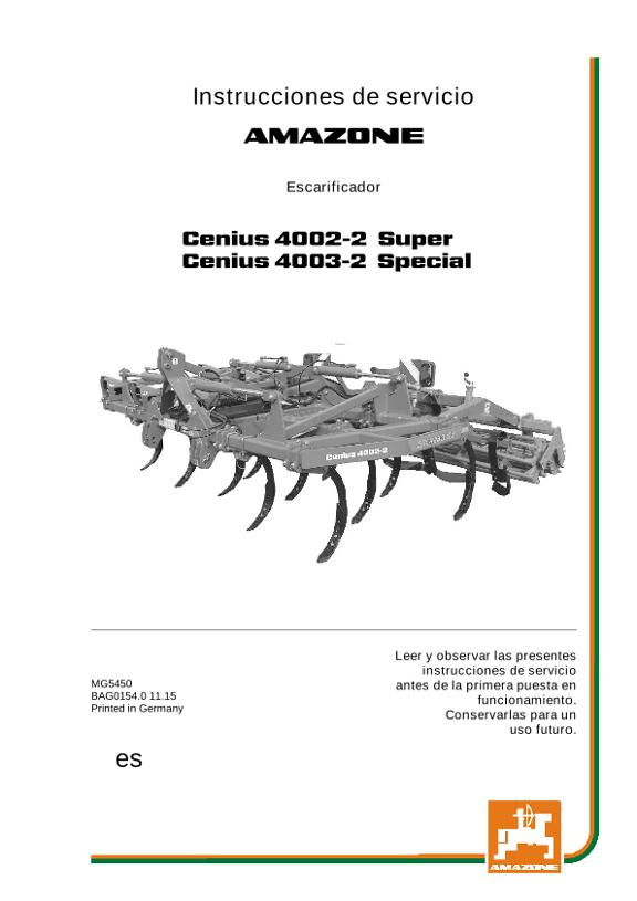 Manual del operador CENIUS 4002-2 SUPER / 4003-2 SPECIAL