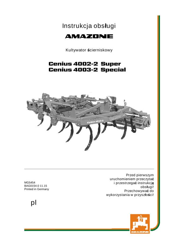 Instrukcja obsługi CENIUS 4002-2 SUPER / 4003-2 SPECIAL