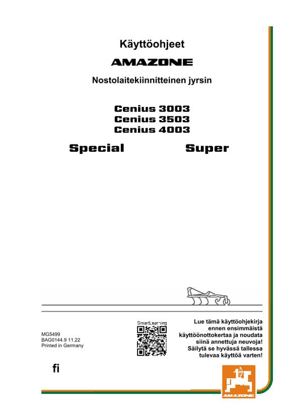 Käyttöohjekirja CENIUS 3003/3503/4003