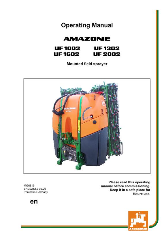 Operation manual UF 1002/1302/1602/2002 
