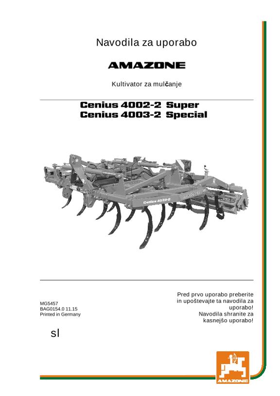 Navodila za uporabo CENIUS 4002-2 SUPER / 4003-2 SPECIAL