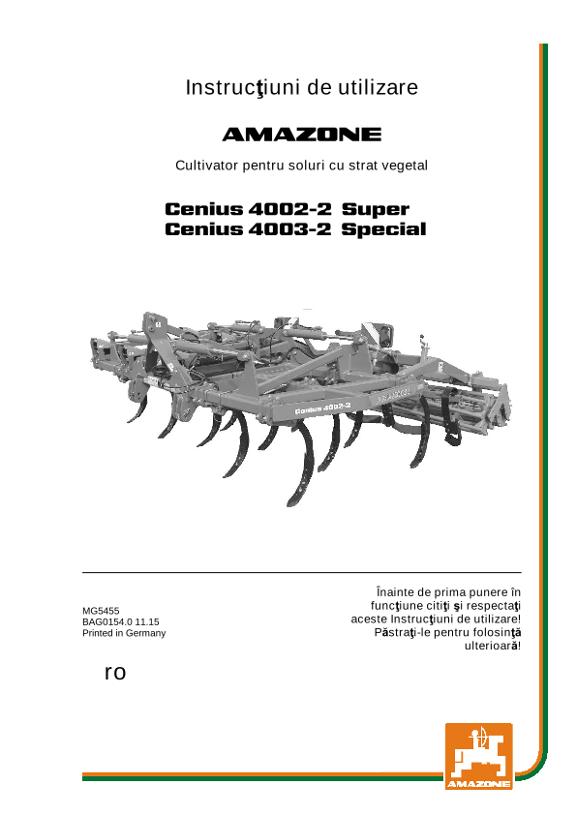 Instrucţiuni de utilizare CENIUS 4002-2 SUPER / 4003-2 SPECIAL