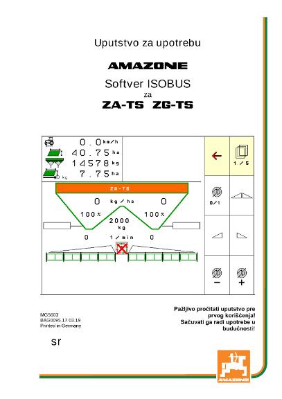 Uputstvo za korišćenje ISOBUS SOFTWARE ZA-TS / ZG-TS