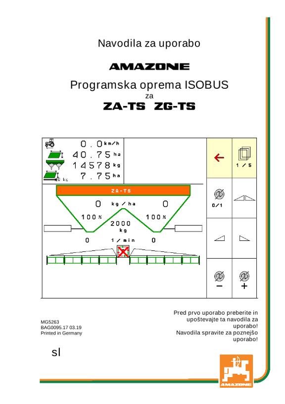 Navodila za uporabo ISOBUS SOFTWARE ZA-TS / ZG-TS