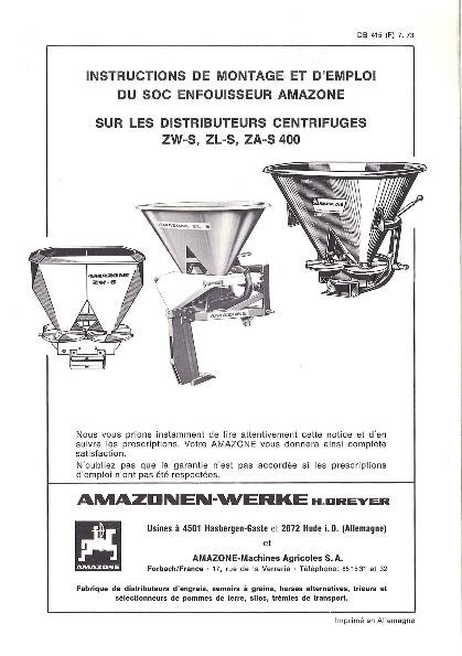 Notice d'utilisation ZW-S, ZL-S, ZA-S 400 (07/73)