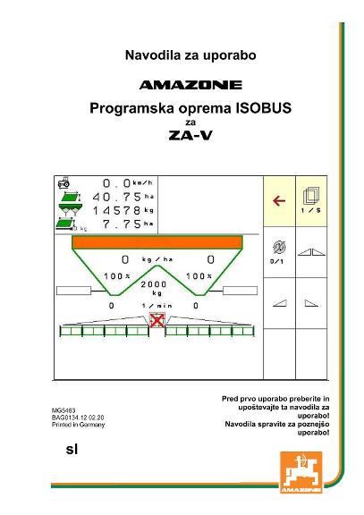 Navodila za uporabo ISOBUS SOFTWARE ZA-V