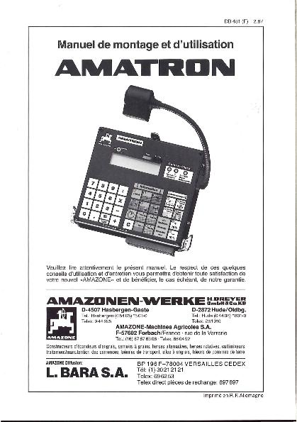 Notice d'utilisation AMATRON (02/87)