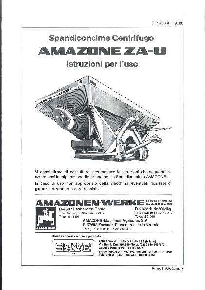 Manuale di intruzioni ZA-U (09/86)