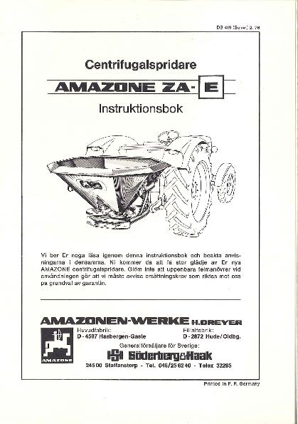 Instruktionsbok ZA-E (02/76)