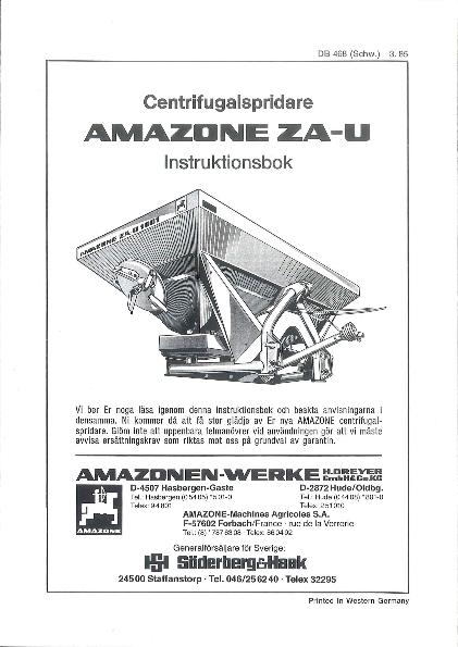 Instruktionsbok ZA-U (03/85)