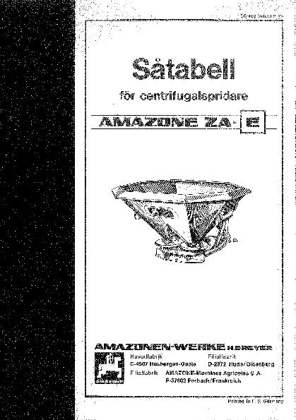 Såtabell ZA-E (02/76)