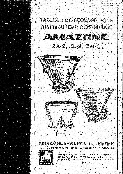 Tableau de réglage ZA-S, ZL-S, ZW-S (10/70)