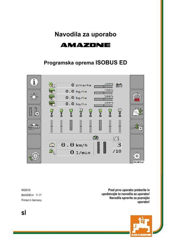 Navodila za uporabo ISOBUS SOFTWARE ED 