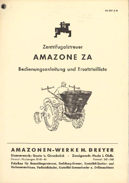 Betriebsanleitung/Ersatzteilliste Zentrifugalstreuer ZA (03/61)