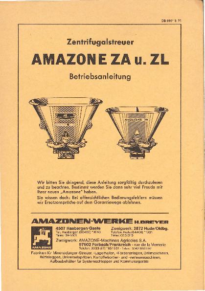 Betriebsanleitung Zentrifugalstreuer ZA, ZL (03/76)