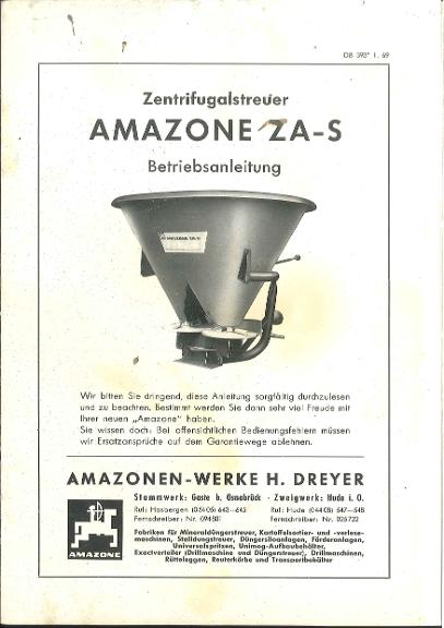 Betriebsanleitung Zentrifugalstreuer ZA-S (01/69)