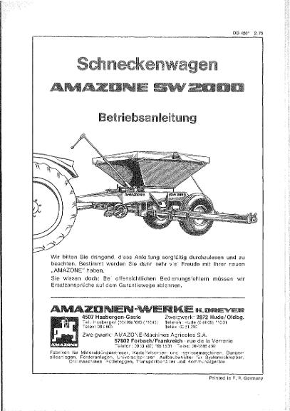 Betriebsanleitung Schneckenwagen SW2000 (02/75)
