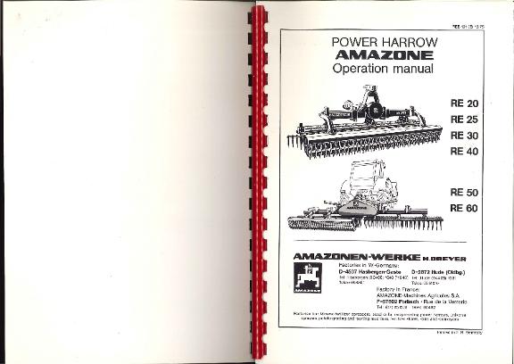 Operation manual Power Harrow RE20, RE25, RE30, RE40, RE50, RE60 (03/75)