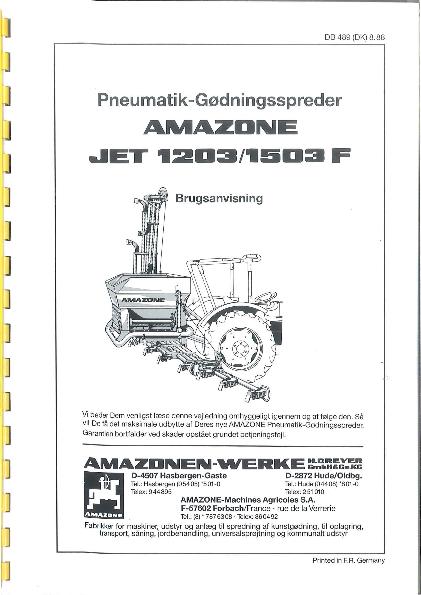 Brugsanvisning JET1203/1503F (08/88)
