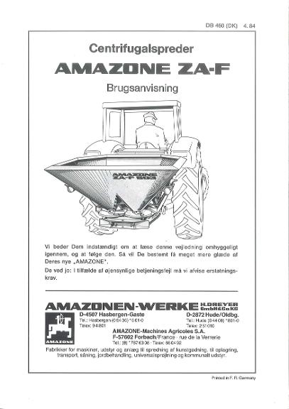 Brugsanvisning ZA-F (04/84)