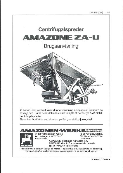 Brugsanvisning ZA-U (01/86)