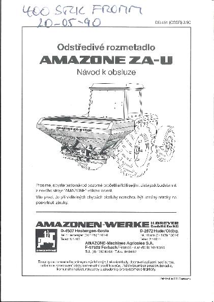 Návod na obsluhu ZA-U (03/90)