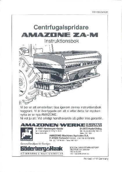 Instruktionsbok ZA-M (06/90)