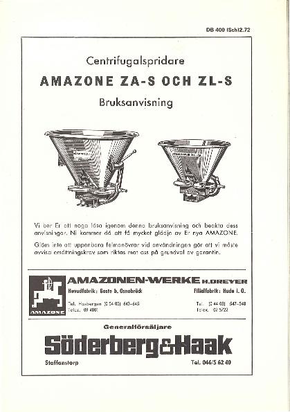 Instruktionsbok ZA-S, ZL-S (02/72)