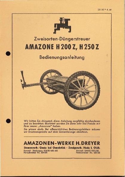 Betriebsanleitung Zweisorten- Düngerstreuer H200Z, H250Z (04/64)