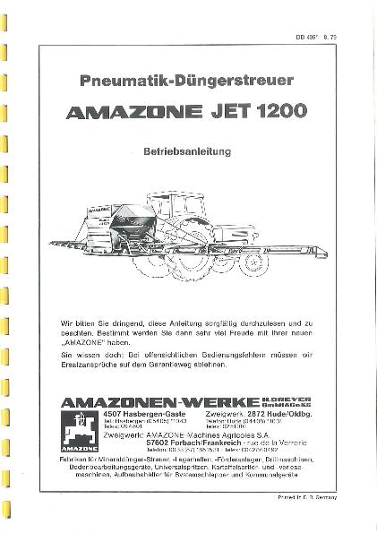 Betriebsanleitung Pneumatischer-Düngerstreuer JET1200 (08/79) 