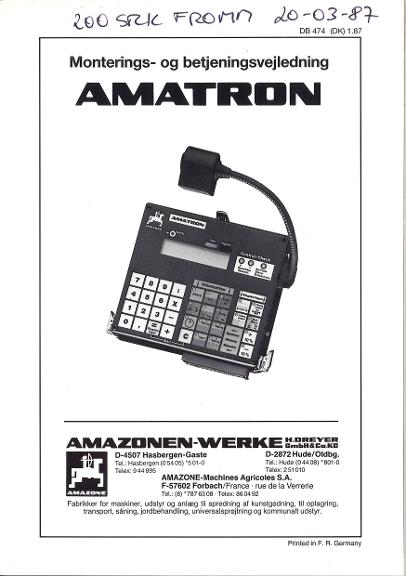 Brugsanvisning AMATRON (01/87)