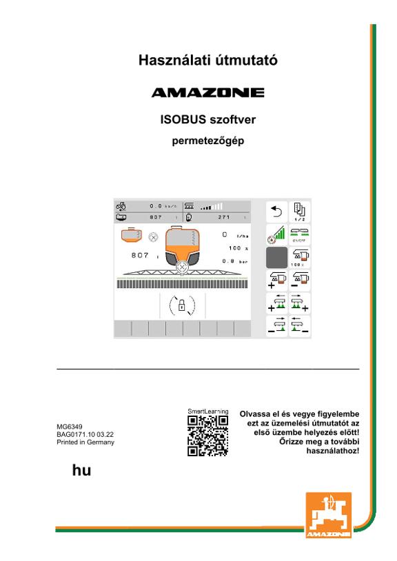 Kezelési útmutató  ISOBUS SOFTWARE UX01/UF02/PANTERA