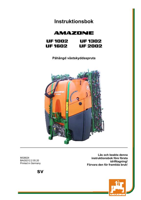 Instruktionsbok UF 1002/1302/1602/2002 