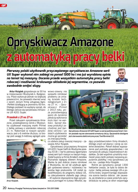 Opryskiwacz Amazone z automatyką pracybelki