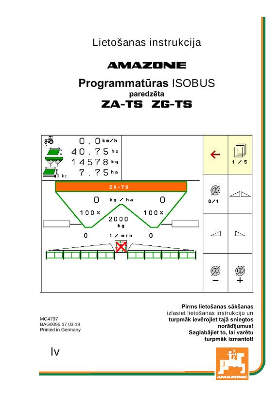 Ekspluatācijas instrukcija ISOBUS SOFTWARE ZA-TS /  ZG-TS