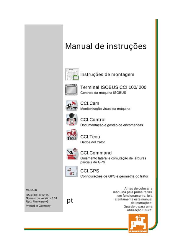 Manual de Instruções CCI ISOBUS TERMINAL 