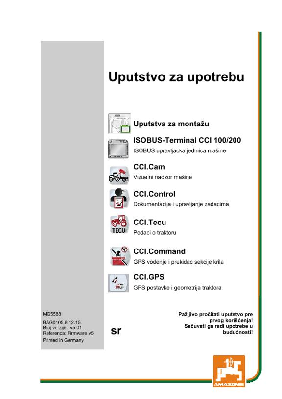 Uputstvo za korišćenje CCI ISOBUS TERMINAL