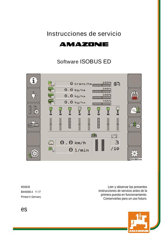 Manual del operador ISOBUS SOFTWARE ED