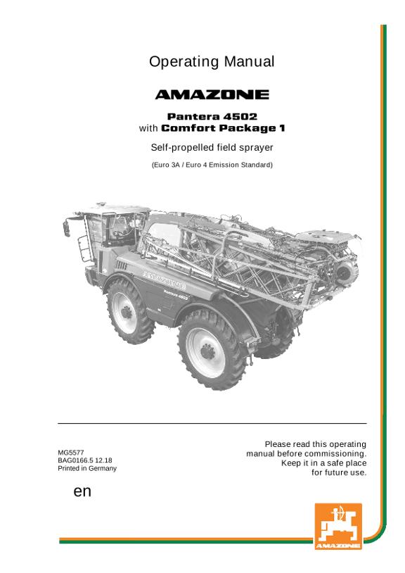 Operation manual PANTERA 4502 CP1 EURO 3A/4 