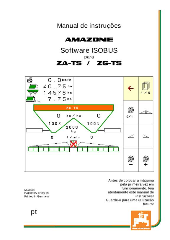 Manual de Instruções ISOBUS SOFTWARE ZA-TS / ZG-TS