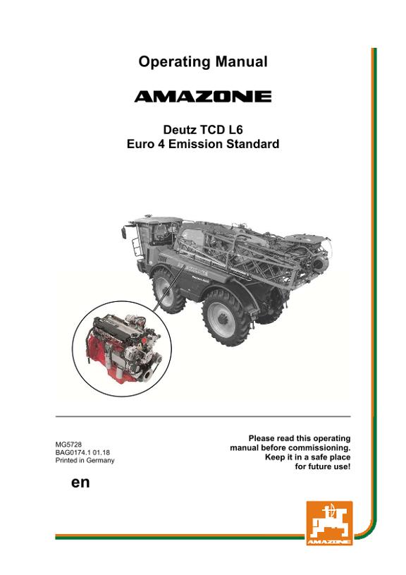 Operation manual DEUTZ TCD 6.1 L6 EURO 4 