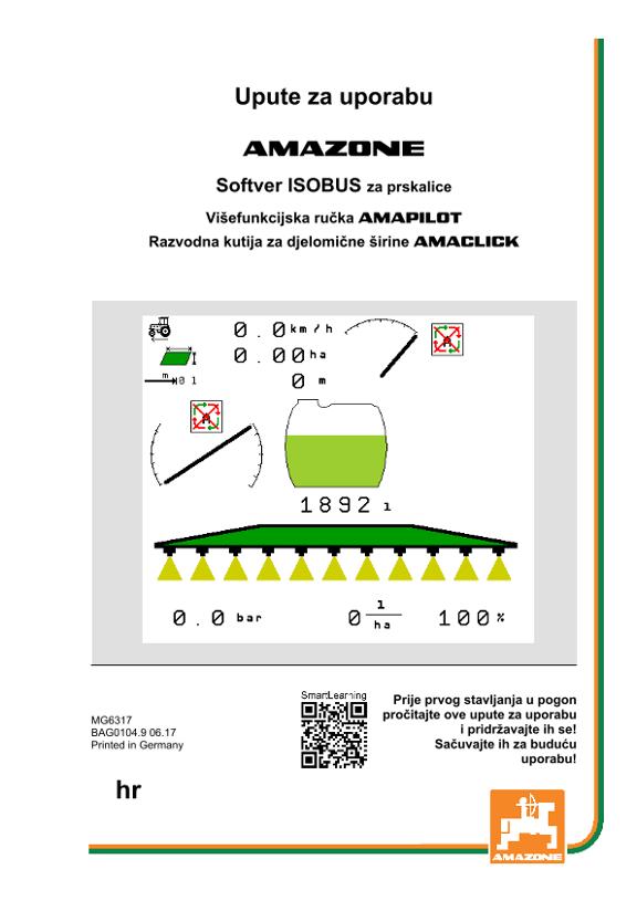Upute za uporabu Softver ISOBUS za prskalice